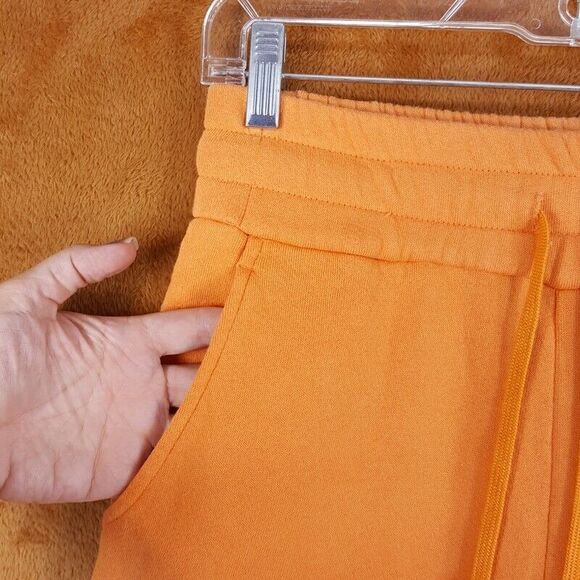 A.L.C. Sweatpants Womens XS Orange Pull On Drawstring Terry High Rise Lounge - Picture 2 of 9